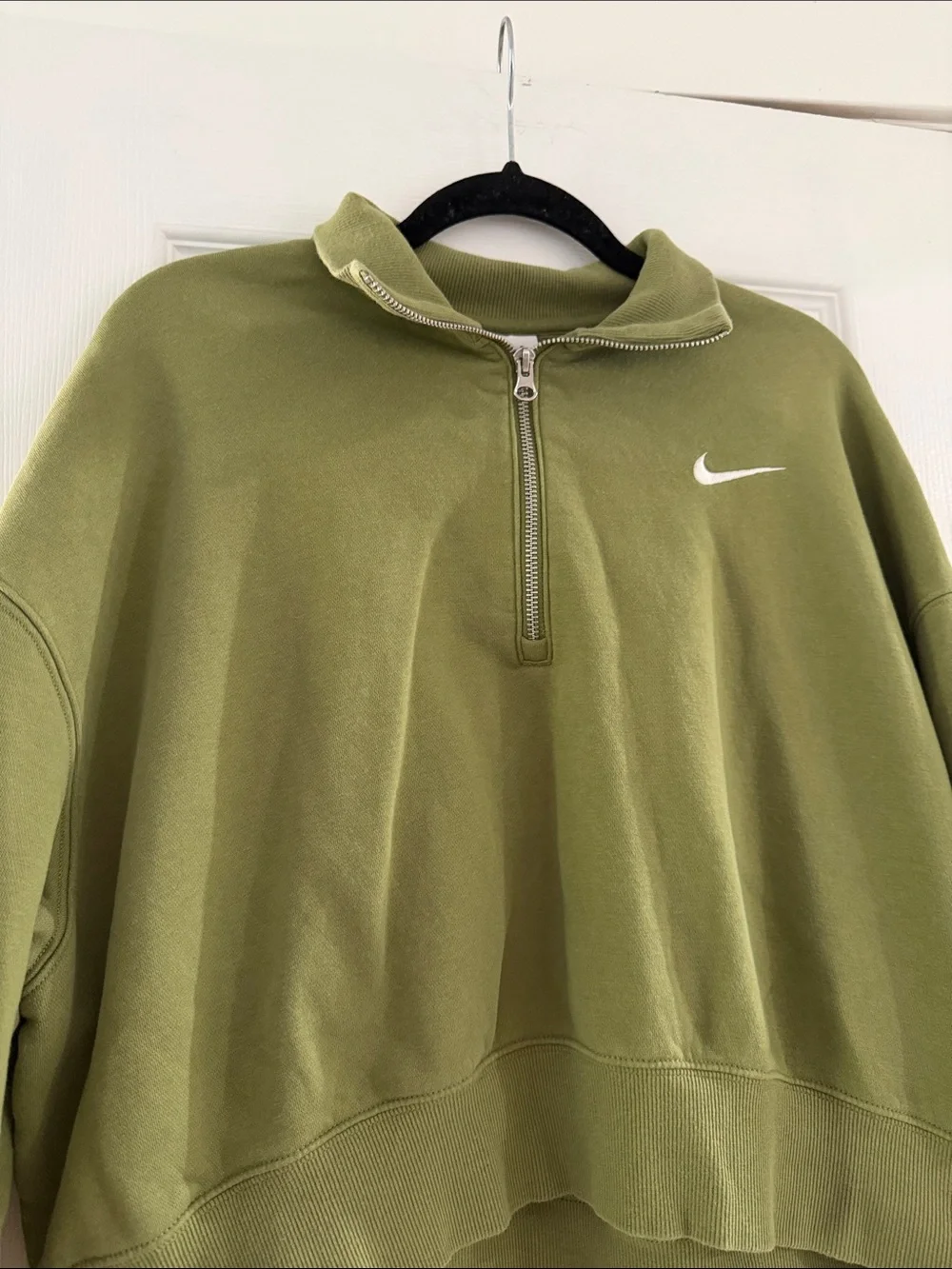 Nike Olive Green Women's Quarter-Zip Pullover Sweatshirt